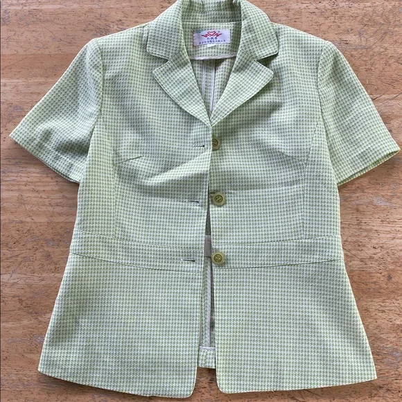 Vintage Retro Pastel Green Short-Sleeve Top with Matching Skirt - Picture 7 of 8